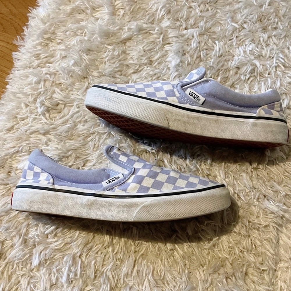 Vans classic lavender purple checkered check slip on shoes kids girls size 2.5